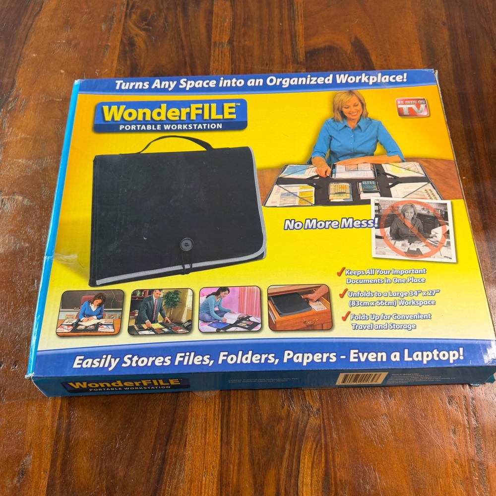 WonderFile Portable Workstation Black Foldable Desk Organizer Laptop File Case